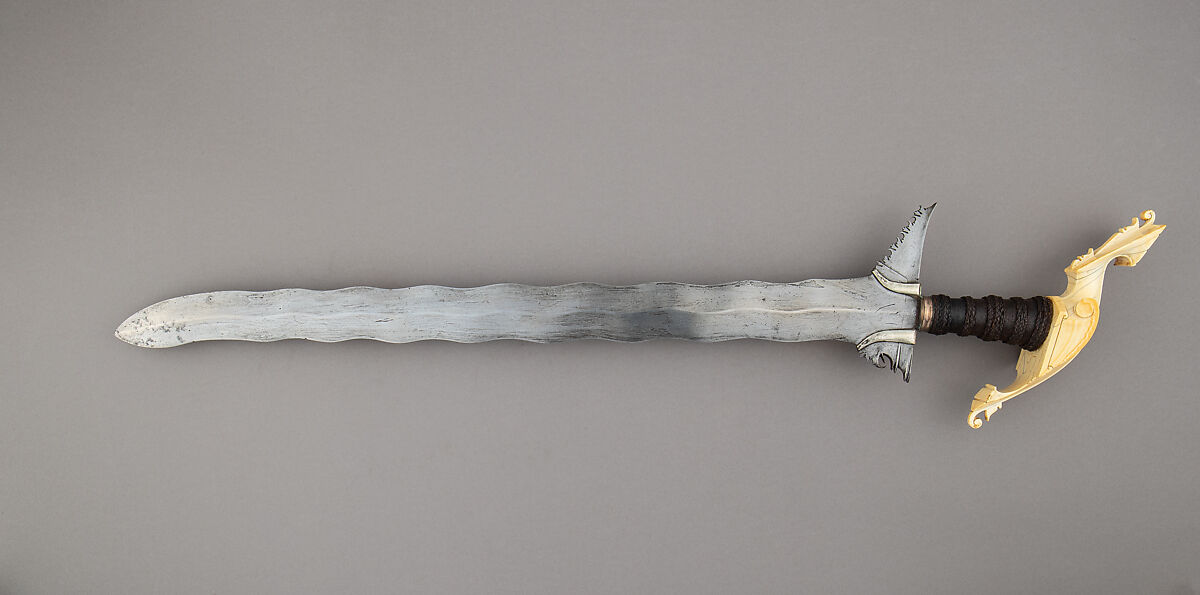 Kris, Steel, ivory, silver, cord, Philippine
