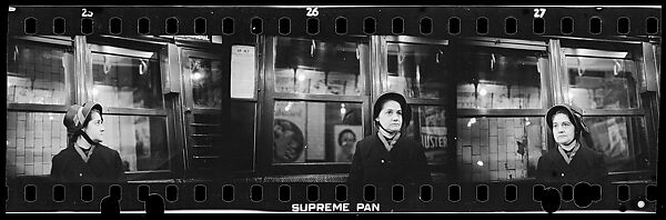 [Three 35mm Film Frames: Subway Passengers, New York City: Woman in Black Bonnet], Walker Evans (American, St. Louis, Missouri 1903–1975 New Haven, Connecticut), Film negative