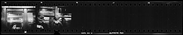 [Two 35mm Film Frames: Subway Passengers, New York City: Woman, Man Reading, Older Woman in Flowered Hat], Walker Evans (American, St. Louis, Missouri 1903–1975 New Haven, Connecticut), Film negative