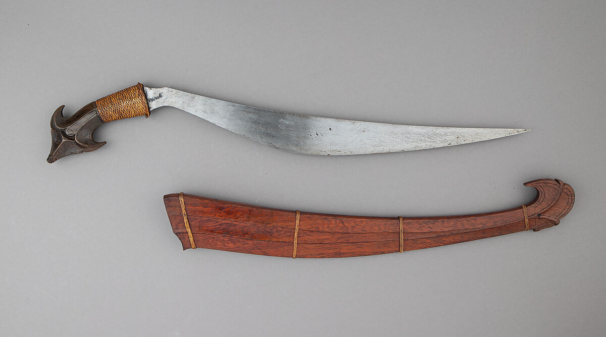 Sword (Talibon) with Scabbard, Steel, wood, horn, cane (rattan), Philippine