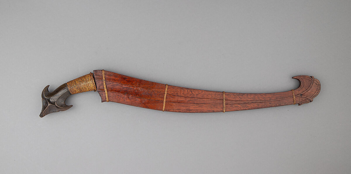 Sword (Talibon) with Scabbard, Steel, wood, horn, cane (rattan), Philippine