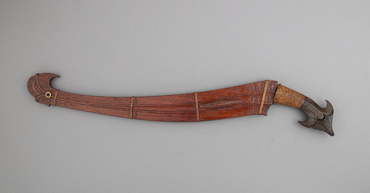 Sword (Talibon) with Scabbard, Steel, wood, horn, cane (rattan), Philippine