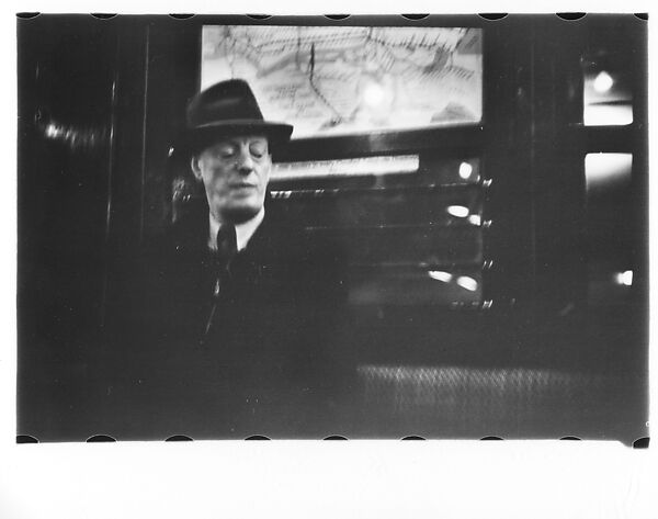 [Five 35mm Film Frames: Subway Passengers, Times Square Shuttle, New York City: Man Reading, Man, Woman in Headscarf and Fur Collar, Young Man in Billed Cap], Walker Evans (American, St. Louis, Missouri 1903–1975 New Haven, Connecticut), Film negative