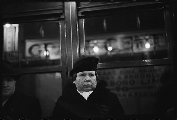 [Five 35mm Film Frames: Subway Passengers, Times Square Shuttle, New York City: Young Man in Billled Cap, Woman, Sailor Beneath Chesterfield Cigarette Advertisement], Walker Evans (American, St. Louis, Missouri 1903–1975 New Haven, Connecticut), Film negative