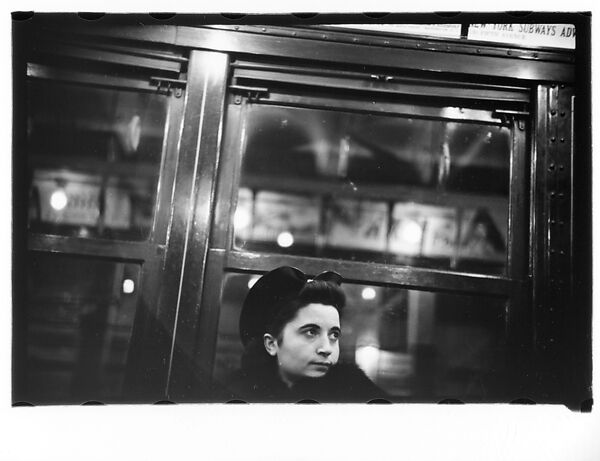 [Five 35mm Film Frames: Subway Passengers, New York City: Women and Men on Times Square Shuttle], Walker Evans (American, St. Louis, Missouri 1903–1975 New Haven, Connecticut), Film negative