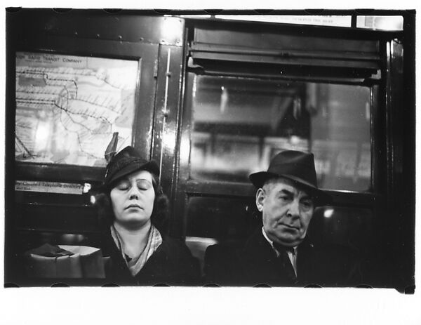 [Five 35mm Film Frames: Subway Passengers, New York City: Couple on Times Square Shuttle, Subway Newsstand Vendor, Man in Hat], Walker Evans (American, St. Louis, Missouri 1903–1975 New Haven, Connecticut), Film negative