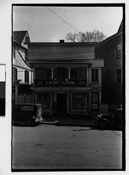 [Three 35mm Film Frames: Saake's Drugstore, Probably Millerton, New York; Partial View of Farm Buildings and Street, New York State; Parked Car on Main Street, New York State], Walker Evans (American, St. Louis, Missouri 1903–1975 New Haven, Connecticut), Film negative 