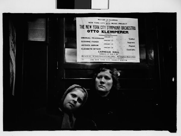 [Five 35mm Film Frames: Subway Passengers, New York City: Woman, Man Beneath "Lex Ave Local" Sign, Mother and Daughter Beneath Symphony Poster, Older Woman in Hat and Fur Collar], Walker Evans (American, St. Louis, Missouri 1903–1975 New Haven, Connecticut), Film negative