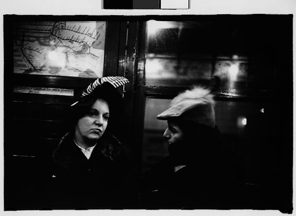 [Five 35mm Film Frames: Subway Passengers, New York City: Left Profile of Man in Hat, Man, Woman in Pillbox Hat, Two Women Wearing Feathered Hats in Conversation], Walker Evans (American, St. Louis, Missouri 1903–1975 New Haven, Connecticut), Film negative