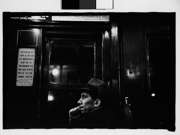 [Five 35mm Film Frames: Subway Passengers, New York City: Left Profile of Man in Hat, Man, Woman in Pillbox Hat, Two Women Wearing Feathered Hats in Conversation], Walker Evans (American, St. Louis, Missouri 1903–1975 New Haven, Connecticut), Film negative 