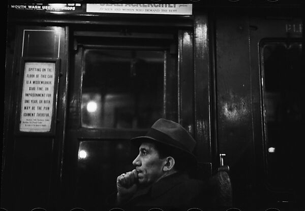 [Five 35mm Film Frames: Subway Passengers, New York City: Left Profile of Man in Hat, Man, Woman in Pillbox Hat, Two Women Wearing Feathered Hats in Conversation], Walker Evans (American, St. Louis, Missouri 1903–1975 New Haven, Connecticut), Film negative