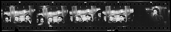 [Five 35mm Film Frames: Subway Passengers, New York City: Young Women in Hats], Walker Evans (American, St. Louis, Missouri 1903–1975 New Haven, Connecticut), Film negative
