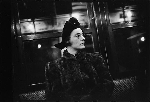 [Five 35mm Film Frames: Subway Passengers, New York City: Woman Wearing Eyeglasses and Hat, Man in Hat], Walker Evans (American, St. Louis, Missouri 1903–1975 New Haven, Connecticut), Film negative 
