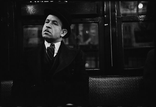 [Four 35mm Film Frames: Subway Passengers, New York City: Man in Cap and Overcoat, Man in Suit and Hat], Walker Evans (American, St. Louis, Missouri 1903–1975 New Haven, Connecticut), Film negative