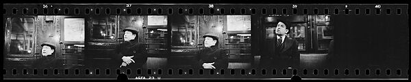 [Four 35mm Film Frames: Subway Passengers, New York City: Man in Cap and Overcoat, Man in Suit and Hat], Walker Evans (American, St. Louis, Missouri 1903–1975 New Haven, Connecticut), Film negative