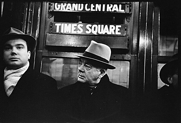 [Five 35mm Film Frames: Subway Passengers, Times Square Shuttle, New York City: Two Women in Conversation, Two Men BeneathShuttle Sign, Woman in Face-Veiled Hat and Boy], Walker Evans (American, St. Louis, Missouri 1903–1975 New Haven, Connecticut), Film negative