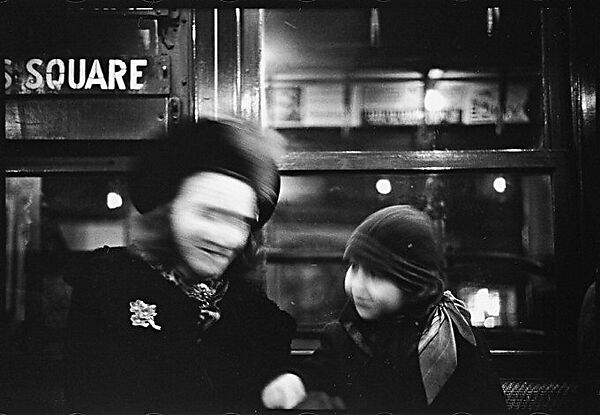 [Five 35mm Film Frames: Subway Passengers, Times Square Shuttle, New York City: Two Women in Conversation, Two Men BeneathShuttle Sign, Woman in Face-Veiled Hat and Boy], Walker Evans (American, St. Louis, Missouri 1903–1975 New Haven, Connecticut), Film negative