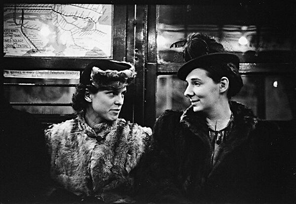 [Five 35mm Film Frames: Subway Passengers, Times Square Shuttle, New York City: Two Women in Conversation, Two Men BeneathShuttle Sign, Woman in Face-Veiled Hat and Boy], Walker Evans (American, St. Louis, Missouri 1903–1975 New Haven, Connecticut), Film negative 