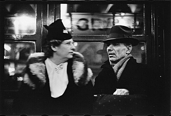 [Five 35mm Film Frames: Subway Passengers, Times Square Shuttle, New York City: Man, Woman in Face-Veiled Hat, Couple in Conversation], Walker Evans (American, St. Louis, Missouri 1903–1975 New Haven, Connecticut), Film negative