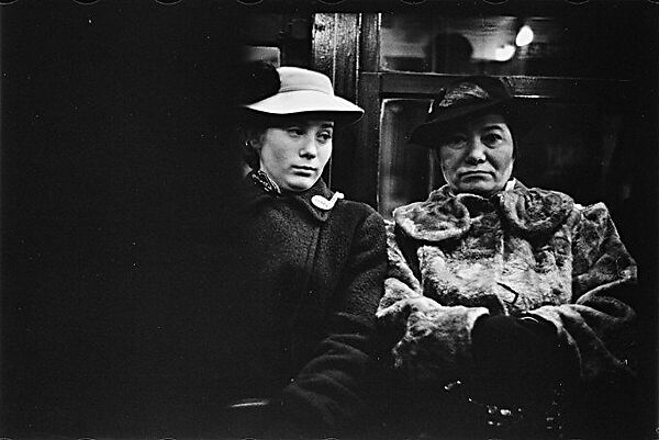 [Five 35mm Film Frames: Subway Passengers, Times Square Shuttle, New York City: Man with Eyes Shut, Young Woman in Hat Seated Between Two Men, Old Woman in Hat and Spectacles], Walker Evans (American, St. Louis, Missouri 1903–1975 New Haven, Connecticut), Film negative