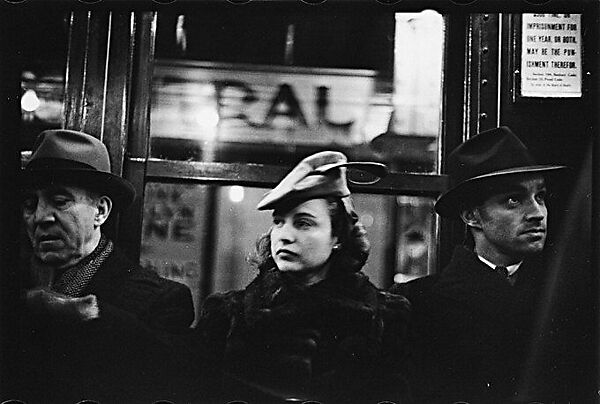 [Five 35mm Film Frames: Subway Passengers, Times Square Shuttle, New York City: Man with Eyes Shut, Young Woman in Hat Seated Between Two Men, Old Woman in Hat and Spectacles], Walker Evans (American, St. Louis, Missouri 1903–1975 New Haven, Connecticut), Film negative