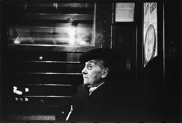 [Five 35mm Film Frames: Subway Passengers, Times Square Shuttle, New York City: Man with Eyes Shut, Young Woman in Hat Seated Between Two Men, Old Woman in Hat and Spectacles], Walker Evans (American, St. Louis, Missouri 1903–1975 New Haven, Connecticut), Film negative