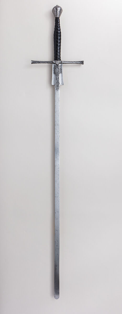 Practice Sword, Ulrich Diefstetter (German, Au ca. 1536–ca. 1589 Au (now Munich)), Steel, leather, wood, brass, German, Munich