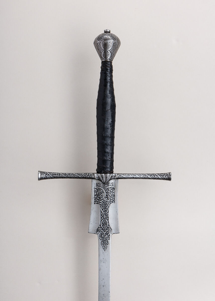Practice Sword, Ulrich Diefstetter (German, Au ca. 1536–ca. 1589 Au (now Munich)), Steel, leather, wood, brass, German, Munich
