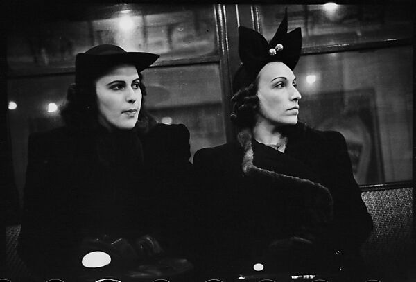 [Five 35mm Film Frames: Subway Passengers, Times Square Shuttle, New York City: Woman in Fur Hat and Coat, Man in Cap, Women in Hats], Walker Evans (American, St. Louis, Missouri 1903–1975 New Haven, Connecticut), Film negative