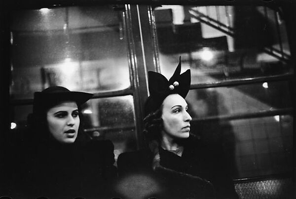 [Five 35mm Film Frames: Subway Passengers, Times Square Shuttle, New York City: Woman in Fur Hat and Coat, Man in Cap, Women in Hats], Walker Evans (American, St. Louis, Missouri 1903–1975 New Haven, Connecticut), Film negative