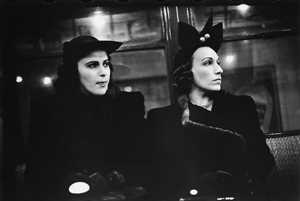 [Five 35mm Film Frames: Subway Passengers, Times Square Shuttle, New York City: Woman in Fur Hat and Coat, Man in Cap, Women in Hats], Walker Evans (American, St. Louis, Missouri 1903–1975 New Haven, Connecticut), Film negative