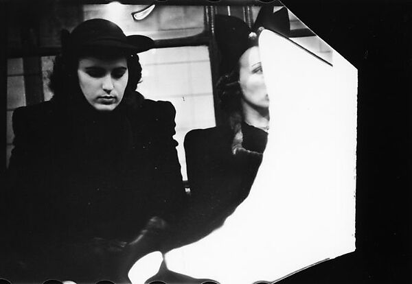 [Five 35mm Film Frames: Subway Passengers, Times Square Shuttle, New York City: Woman in Fur Hat and Coat, Man in Cap, Women in Hats], Walker Evans (American, St. Louis, Missouri 1903–1975 New Haven, Connecticut), Film negative