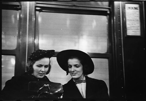 [Five 35mm Film Frames: Subway Passengers, New York City: Man in Cap Reading Newspaper, Two Young Women], Walker Evans (American, St. Louis, Missouri 1903–1975 New Haven, Connecticut), Film negative