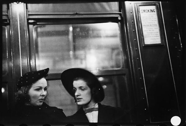 [Five 35mm Film Frames: Subway Passengers, New York City: Man in Cap Reading Newspaper, Two Young Women], Walker Evans (American, St. Louis, Missouri 1903–1975 New Haven, Connecticut), Film negative