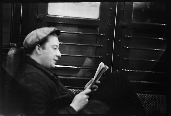 [Five 35mm Film Frames: Subway Passengers, New York City: Man in Cap Reading Newspaper, Two Young Women], Walker Evans (American, St. Louis, Missouri 1903–1975 New Haven, Connecticut), Film negative 