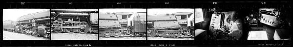 [189 Studies of Locomotives, Commissioned by Fortune Magazine for "The Last of Railroad Steam", Published September 1958--STRIPS IN HILL SHEETS 2485-86 DAMAGED], Walker Evans (American, St. Louis, Missouri 1903–1975 New Haven, Connecticut), Film negative