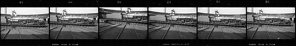 [189 Studies of Locomotives, Commissioned by Fortune Magazine for "The Last of Railroad Steam", Published September 1958--STRIPS IN HILL SHEETS 2485-86 DAMAGED], Walker Evans (American, St. Louis, Missouri 1903–1975 New Haven, Connecticut), Film negative