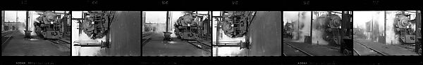 [189 Studies of Locomotives, Commissioned by Fortune Magazine for "The Last of Railroad Steam", Published September 1958--STRIPS IN HILL SHEETS 2485-86 DAMAGED], Walker Evans (American, St. Louis, Missouri 1903–1975 New Haven, Connecticut), Film negative