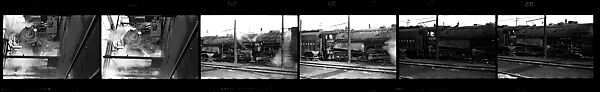 [189 Studies of Locomotives, Commissioned by Fortune Magazine for "The Last of Railroad Steam", Published September 1958--STRIPS IN HILL SHEETS 2485-86 DAMAGED], Walker Evans (American, St. Louis, Missouri 1903–1975 New Haven, Connecticut), Film negative