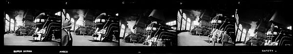 [189 Studies of Locomotives, Commissioned by Fortune Magazine for "The Last of Railroad Steam", Published September 1958--STRIPS IN HILL SHEETS 2485-86 DAMAGED], Walker Evans (American, St. Louis, Missouri 1903–1975 New Haven, Connecticut), Film negative