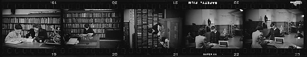 [281 Views of New York Public Library Interiors and Exteriors, Bryant Park, and Studies of Reading Room, Rare Book Room, Visitors, Probably Commissioned for Unpublished Vogue Article, 1949], Walker Evans (American, St. Louis, Missouri 1903–1975 New Haven, Connecticut), Film negative