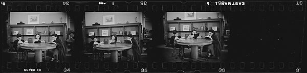 [281 Views of New York Public Library Interiors and Exteriors, Bryant Park, and Studies of Reading Room, Rare Book Room, Visitors, Probably Commissioned for Unpublished Vogue Article, 1949], Walker Evans (American, St. Louis, Missouri 1903–1975 New Haven, Connecticut), Film negative