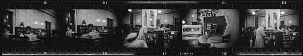 [281 Views of New York Public Library Interiors and Exteriors, Bryant Park, and Studies of Reading Room, Rare Book Room, Visitors, Probably Commissioned for Unpublished Vogue Article, 1949], Walker Evans (American, St. Louis, Missouri 1903–1975 New Haven, Connecticut), Film negative
