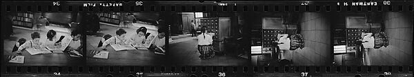 [281 Views of New York Public Library Interiors and Exteriors, Bryant Park, and Studies of Reading Room, Rare Book Room, Visitors, Probably Commissioned for Unpublished Vogue Article, 1949], Walker Evans (American, St. Louis, Missouri 1903–1975 New Haven, Connecticut), Film negative