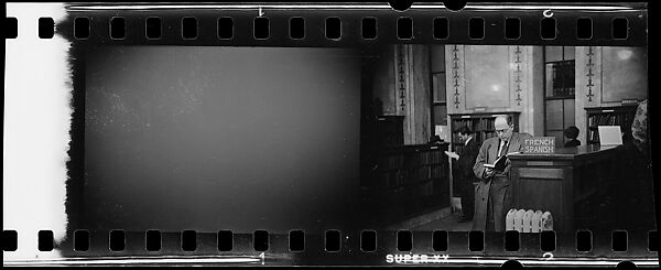 [281 Views of New York Public Library Interiors and Exteriors, Bryant Park, and Studies of Reading Room, Rare Book Room, Visitors, Probably Commissioned for Unpublished Vogue Article, 1949], Walker Evans (American, St. Louis, Missouri 1903–1975 New Haven, Connecticut), Film negative