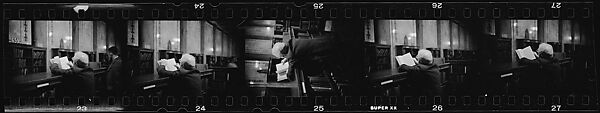 [281 Views of New York Public Library Interiors and Exteriors, Bryant Park, and Studies of Reading Room, Rare Book Room, Visitors, Probably Commissioned for Unpublished Vogue Article, 1949], Walker Evans (American, St. Louis, Missouri 1903–1975 New Haven, Connecticut), Film negative
