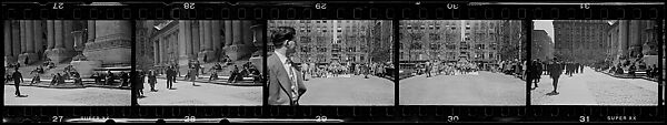 [281 Views of New York Public Library Interiors and Exteriors, Bryant Park, and Studies of Reading Room, Rare Book Room, Visitors, Probably Commissioned for Unpublished Vogue Article, 1949], Walker Evans (American, St. Louis, Missouri 1903–1975 New Haven, Connecticut), Film negative