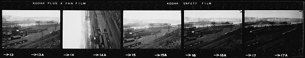 [854 Views of Container Corporation and Bethelehem Steel Industrial Architecture, Chicago Rail Yards, Architecture and Street Scenes, Galena Train Depot and Baggage Wagons, Pittsburgh and Pennsylvania Towns], Walker Evans (American, St. Louis, Missouri 1903–1975 New Haven, Connecticut), Film negative