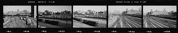 [854 Views of Container Corporation and Bethelehem Steel Industrial Architecture, Chicago Rail Yards, Architecture and Street Scenes, Galena Train Depot and Baggage Wagons, Pittsburgh and Pennsylvania Towns], Walker Evans (American, St. Louis, Missouri 1903–1975 New Haven, Connecticut), Film negative