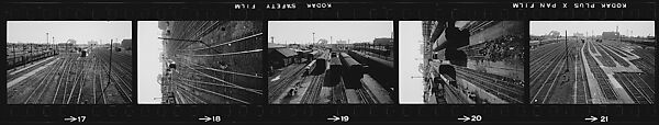 [854 Views of Container Corporation and Bethelehem Steel Industrial Architecture, Chicago Rail Yards, Architecture and Street Scenes, Galena Train Depot and Baggage Wagons, Pittsburgh and Pennsylvania Towns], Walker Evans (American, St. Louis, Missouri 1903–1975 New Haven, Connecticut), Film negative